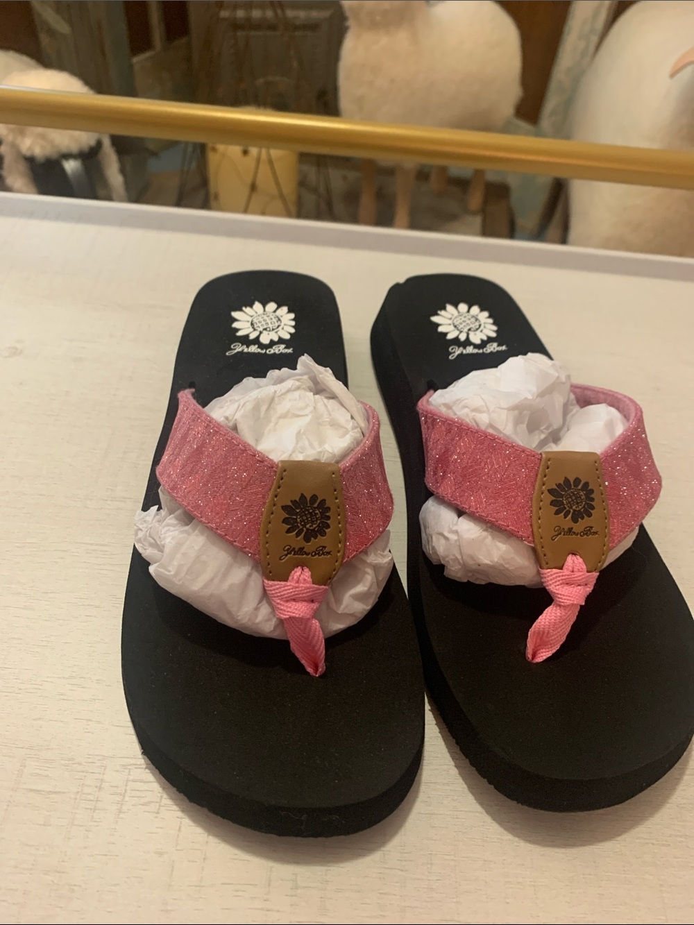 Yellow Box Pink Glitter Thong Sandals